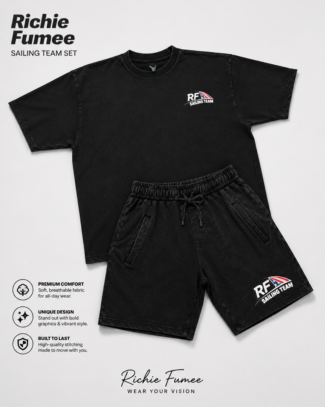 Richie Fumee Sailing Team Black Shirt & Shorts Set