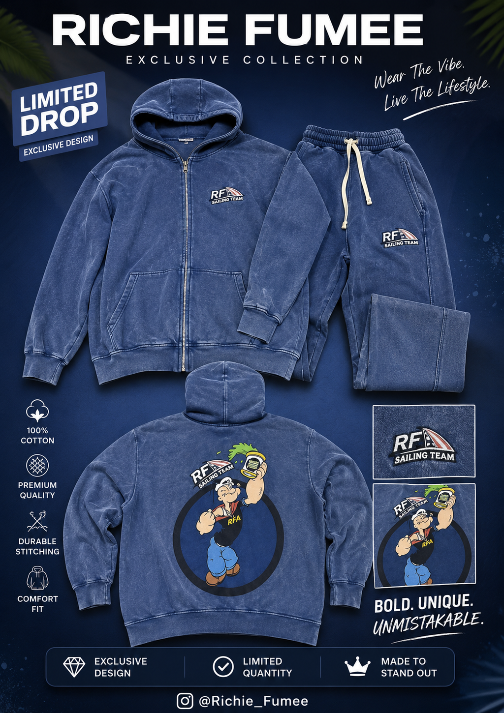 Richie Fumee Sailing Team Blue Hoodie & Pants Set