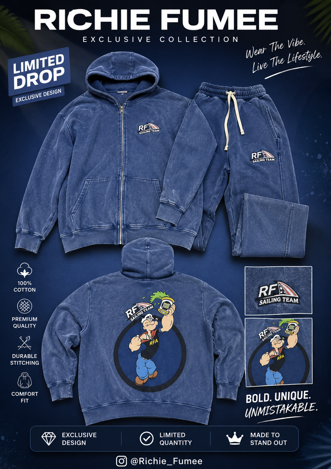 Richie Fumee Sailing Team Blue Hoodie & Pants Set
